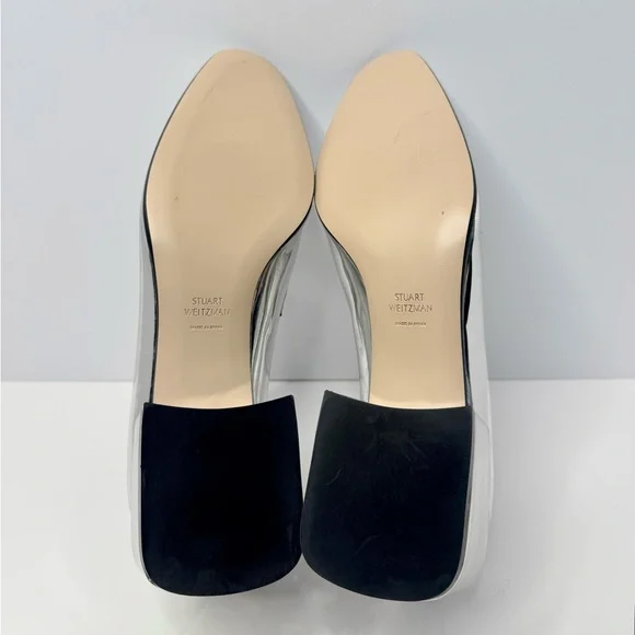 Stuart Weitzman ‘Sawyer’ Metallic Block Heel Loafer in Polar Silver NIB - Picture 8 of 11